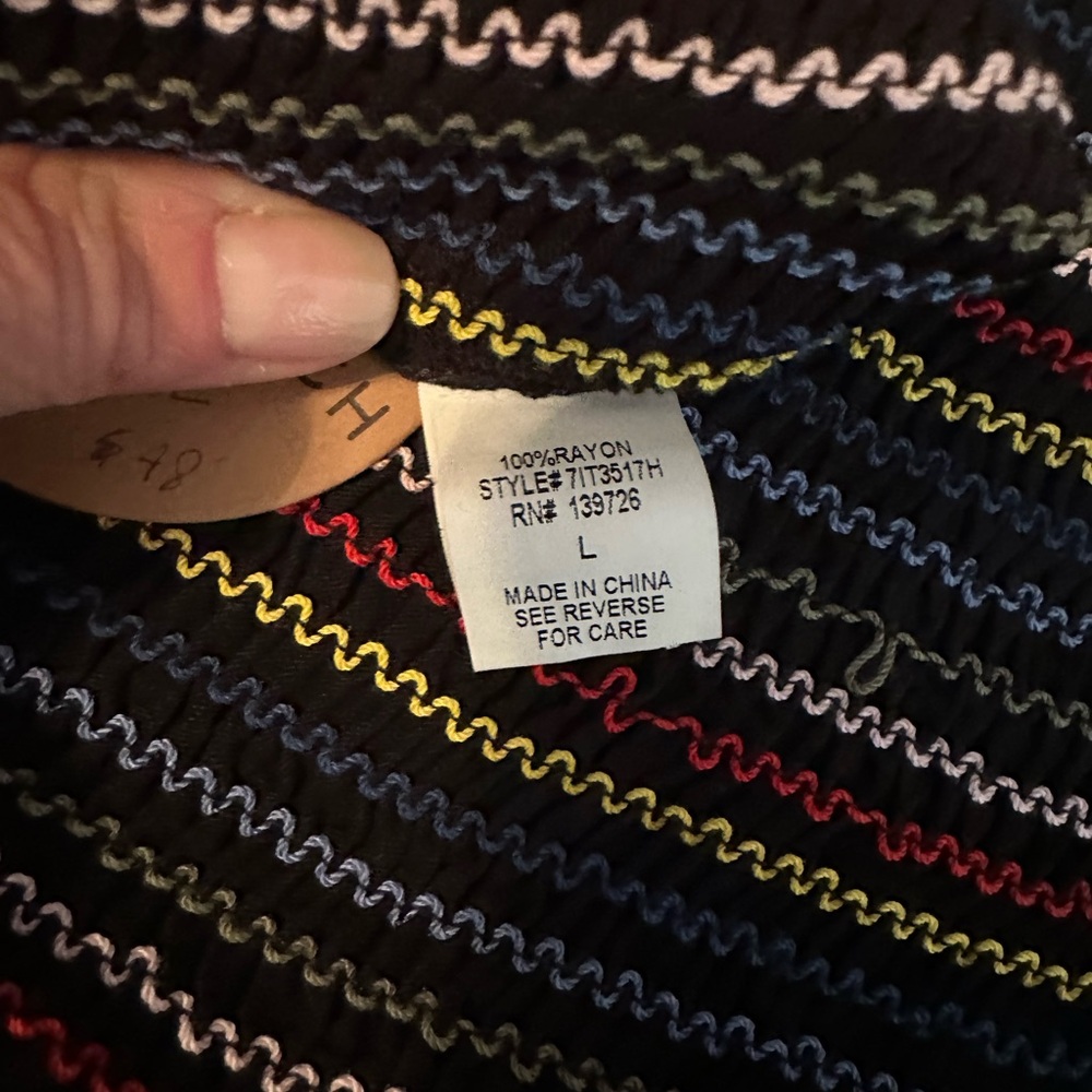 Honey Punch Black Top with Multicolor Stitching